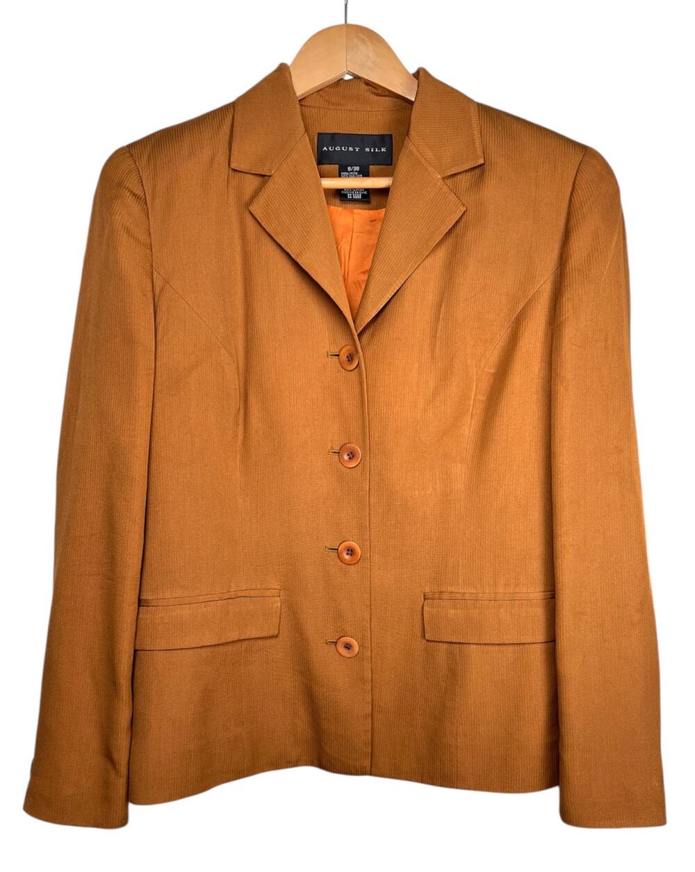 August Silk Women’s Brown Silk Linen Blend Blazer Jacket Medium 8/38